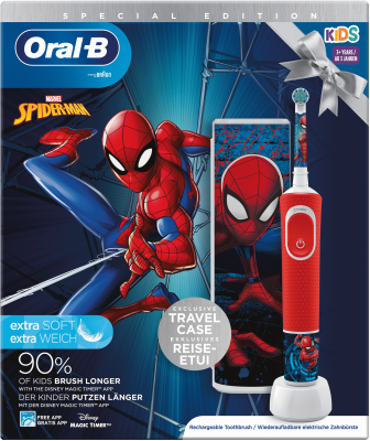 Braun Kinderzahnbürste D100K Spiderman Gift Pack OralB Braun