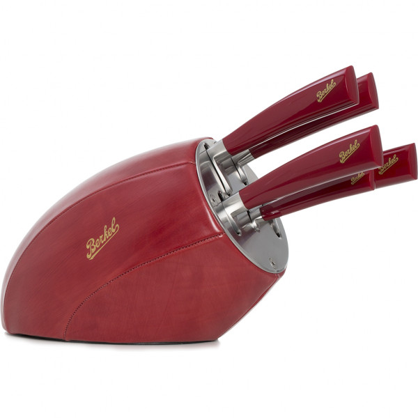 Berkel Red Leather - Block with 5 Elegance knives