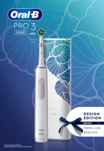 Braun Oral-B Pro 3 3500 White mit Reiseetui Floral Design Edition
